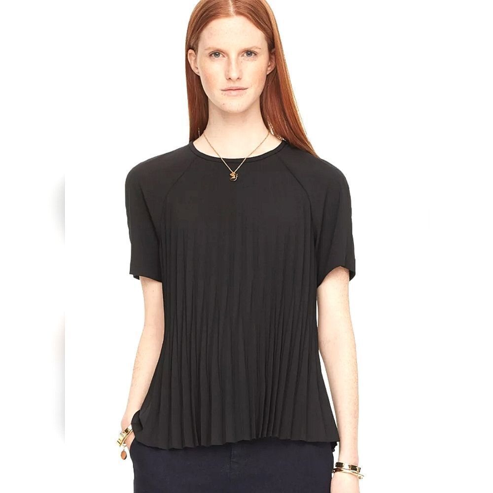 Kate Spade Pleated Crepe Top Black Size Small